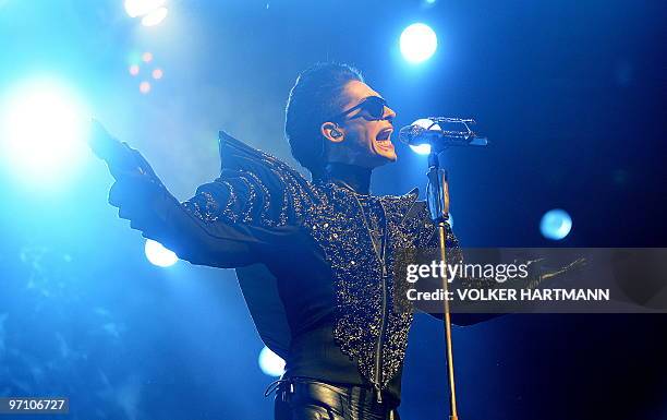 Bill Kaulitz of the German band Tokio Hotel performs on stage during their "Welcome to Humanoid City" tour iin the western German city of Oberhausen...