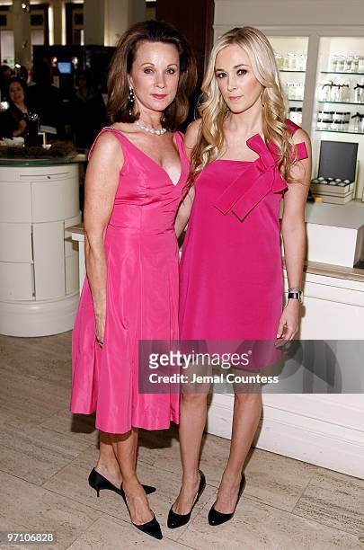 Socialites Dale Mercer and Dabney Mercer attend the unveiling of Diors new "Tinsley Pink" Gloss lip gloss at Saks Fifth Avenue on May 15, 2008 in New...