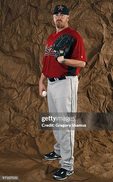 Brett Myers of the Houston Astros poses during photo day at Osceola County Stadium on February 25, 2010 in Kissimmee, Florida.