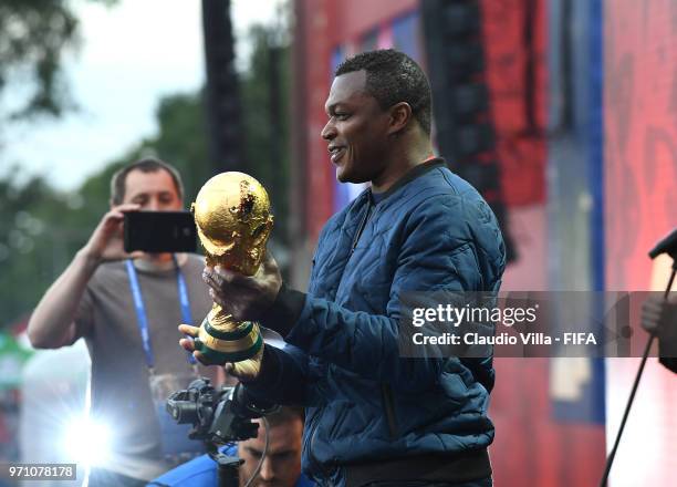 Marcel Desailly attends the official opening of the FIFA Fan Fest at Vorobyovy Gory on June 10, 2018 in Moscow, Russia.