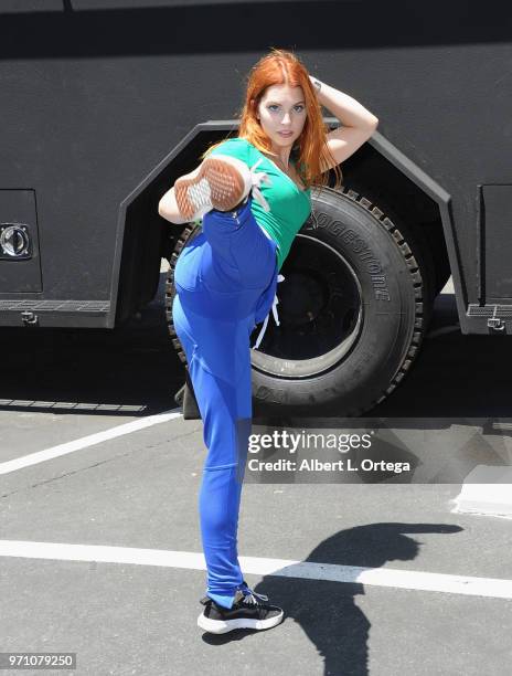 Actress Ainsley Ross participates in the 49th Annual Special Olympics Southern California Summer Games Media Day held at Cal State Long Beach on June...