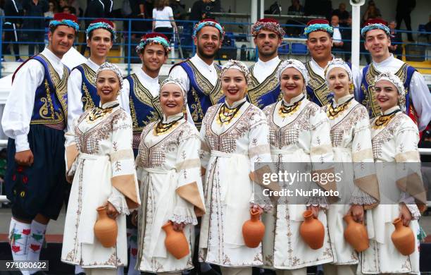 Turkish folk dances during Conifa Paddy Power World Football Cup 2018 Grand Final between Northern Cyprus against Karpatalya at Queen Elizabeth II...