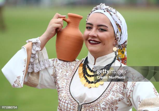 Turkish folk dances during Conifa Paddy Power World Football Cup 2018 Grand Final between Northern Cyprus against Karpatalya at Queen Elizabeth II...