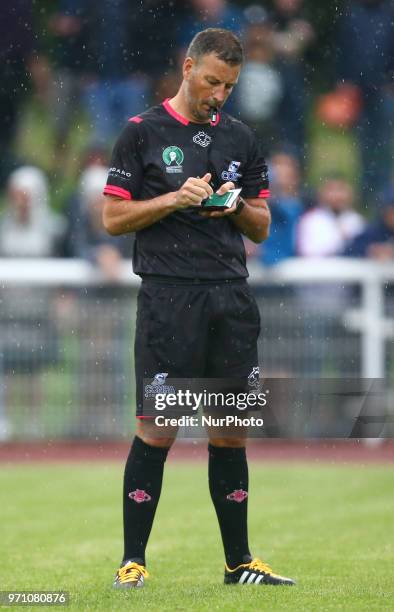 Referee Mark Clattenburg during Conifa Paddy Power World Football Cup 2018 Grand Final between Northern Cyprus against Karpatalya at Queen Elizabeth...