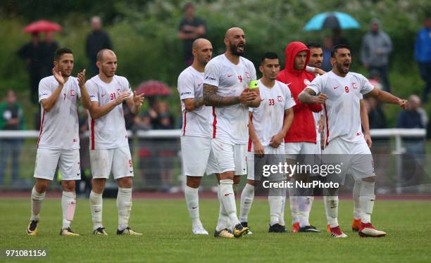 Northern Cyprus players during Conifa Paddy Power World Football Cup 2018 Grand Final between Northern Cyprus against Karpatalya at Queen Elizabeth...