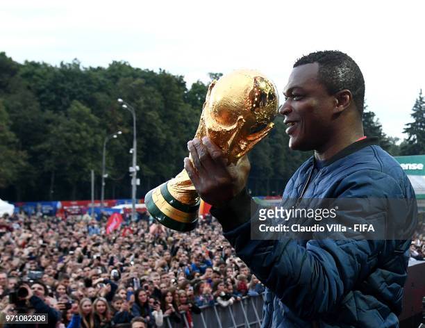 Marcel Desailly attends the official opening of the FIFA Fan Fest at Vorobyovy Gory on June 10, 2018 in Moscow, Russia.