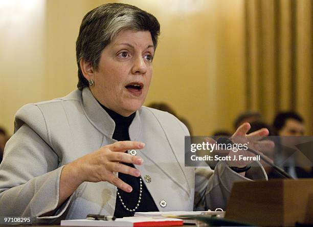 Feb. 25: U.S. Homeland Security Secretary Janet Napolitano testifies during the House Homeland Security Committee hearing on President Obama's fiscal...