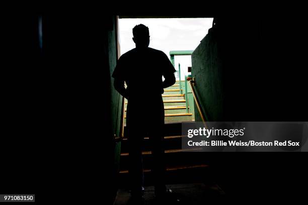 Hector Velazquez of the Boston Red Sox looks on before a game against the Chicago White Sox on June 10, 2018 at Fenway Park in Boston, Massachusetts.