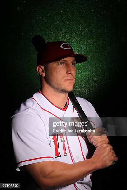 Laynce Nix of the Cincinnati Reds poses during media photo day on February 24, 2010 at the Cincinnati Reds Player Development Complex in Goodyear,...