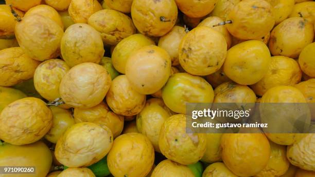 close-up of passion fruits - passionfruit stock pictures, royalty-free photos & images