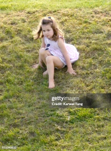 Princess Charlotte of Cambridge attends the Maserati Royal Charity Polo Trophy at Beaufort Park on June 10, 2018 in Gloucester, England.