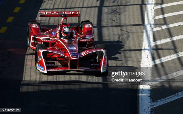 In this handout from FIA Formula E - Jerome d'Ambrosio , Dragon Racing, Penske EV-2. During the Zurich E-Prix on June 10, 2018 in Zurich, Switzerland.