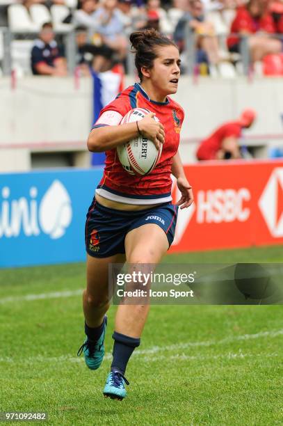Patricia Garcia of Spain during the women match between Spain and England at the HSBC Paris Sevens, stage of the Rugby Sevens World Series at Stade...