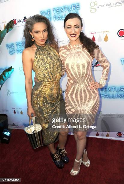 Actress Nataliyajoy Prieto and actress Amber Martinez arrive for Maria Allred's "The Texture Of Falling" held at The Ricardo Montalban Theatre on...