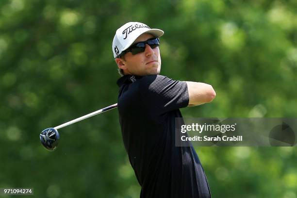 Richy Werenski plays his shot from the second tee during the final round of the FedEx St. Jude Classic at TPC Southwind on June 10, 2018 in Memphis,...