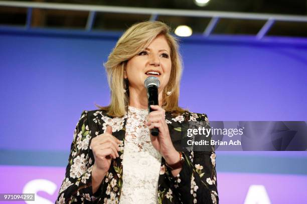 Arianna Huffington speaks onstage in "Digital Detox" on day 2 of POPSUGAR Play/Ground on June 10, 2018 in New York City.