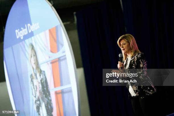 Arianna Huffington speaks onstage in "Digital Detox" on day 2 of POPSUGAR Play/Ground on June 10, 2018 in New York City.