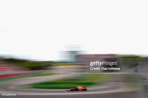 Max Verstappen of the Netherlands driving the Aston Martin Red Bull Racing RB14 TAG Heuer on track during the Canadian Formula One Grand Prix at...