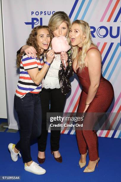 Founder and president of POPSUGAR Lisa Sugar, Arianna Huffington, and model Iskra Lawrence attend day 2 of POPSUGAR Play/Ground on June 10, 2018 in...