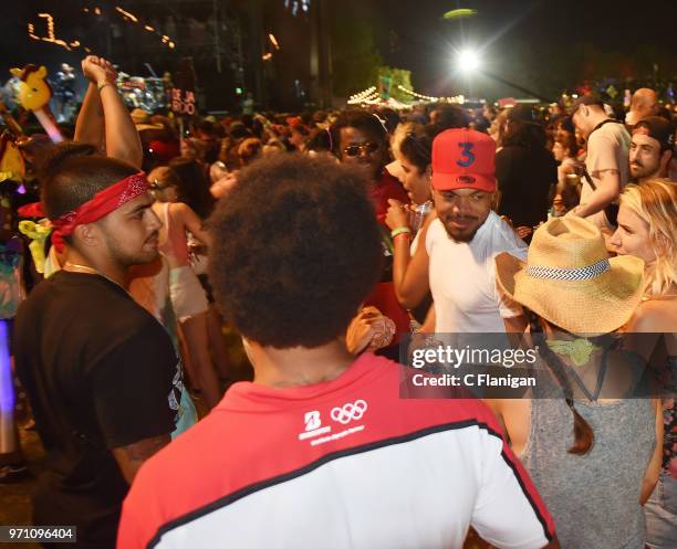 Chance the Rapper is seen during the 2018 Bonnaroo Music & Arts Festival on June 9, 2018 in Manchester, Tennessee.