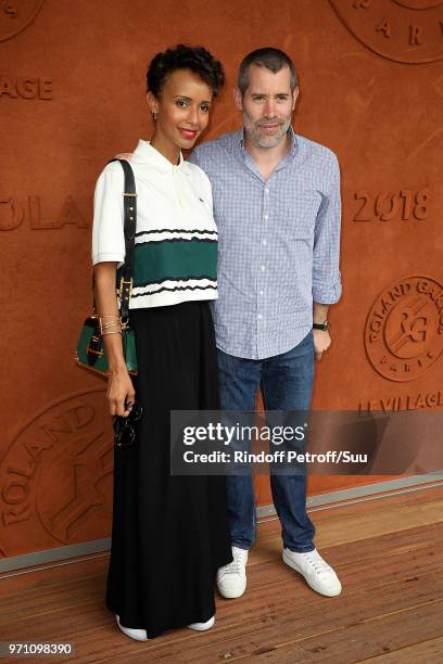 Sonia Rolland and Jalil Lespert attend the 2018 French Open - Day Fifteen at Roland Garros on June 10, 2018 in Paris, France.