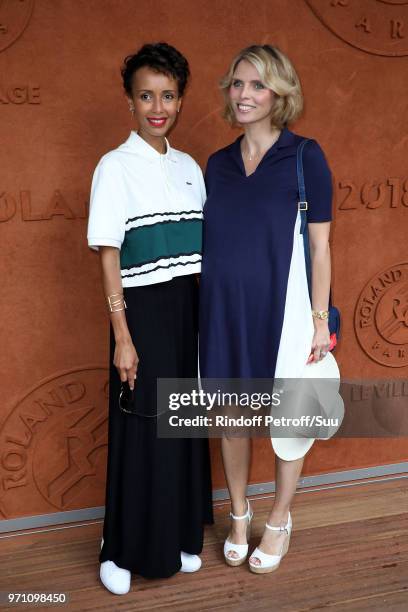 Sonia Rolland and Sylvie Tellier attend the 2018 French Open - Day Fifteen at Roland Garros on June 10, 2018 in Paris, France.