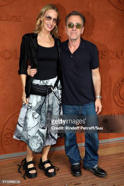 Actor Tim Roth and his wife Nikki Butler attend the 2018 French Open - Day Fifteen at Roland Garros on June 10, 2018 in Paris, France.