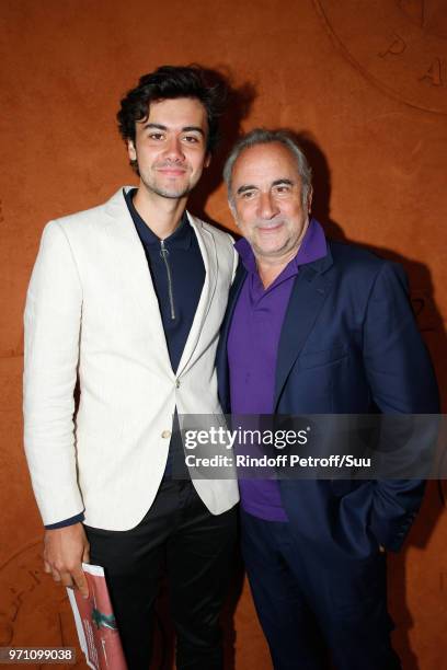 Actor Antoine Dulery and his son Raphael attend the Men Final of the 2018 French Open - Day Fithteen at Roland Garros on June 10, 2018 in Paris,...