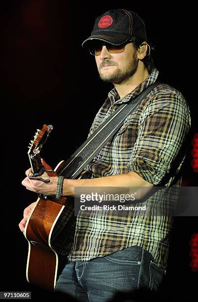 Singer/Songwriter Eric Church performs at the Capitol Records Nashville lunch and performance durimg the 2010 Country Radio Seminar at the Nashville...