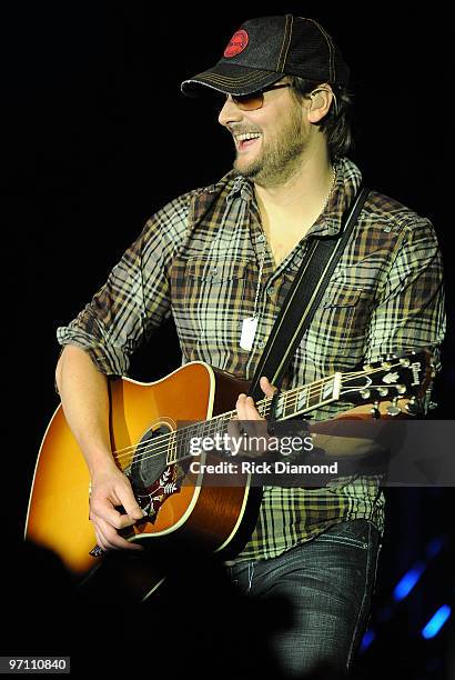 Singer/Songwriter Eric Church performs at the Capitol Records Nashville lunch and performance durimg the 2010 Country Radio Seminar at the Nashville...