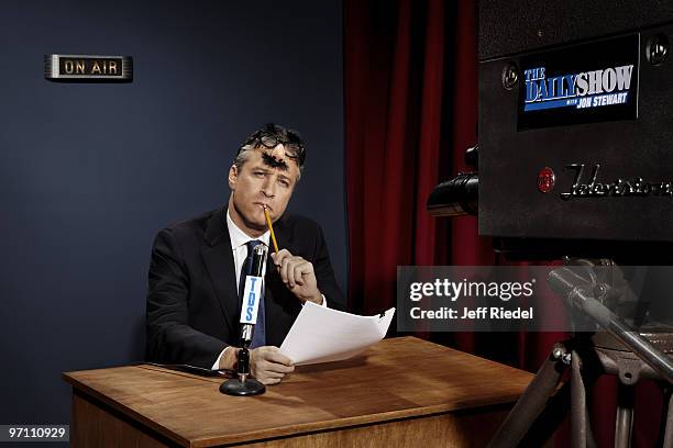 Television host and comedian Jon Stewart poses for a portrait session in New York on November 13, 2009 for Entertainment Weekly Magazine. PUBLISHED...