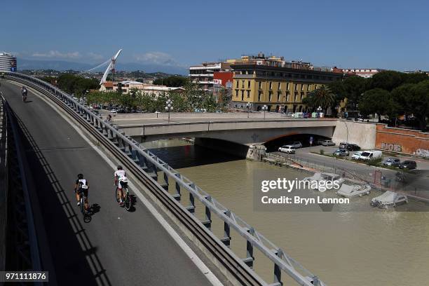 Athletes compete in the bike leg of IRONMAN 70.3 Pescara on June 10, 2018 in Pescara, Italy.