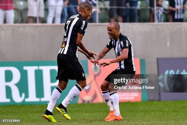 Leonardo Silva of Atletico MG celebrates a scored goal against Fluminense during a match between Atletico MG and Fluminense as part of Brasileirao...