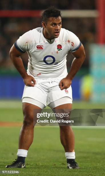 BillyVunipola of England looks on during the first test match between South Africa and England at Elllis Park on June 9, 2018 in Johannesburg, South...