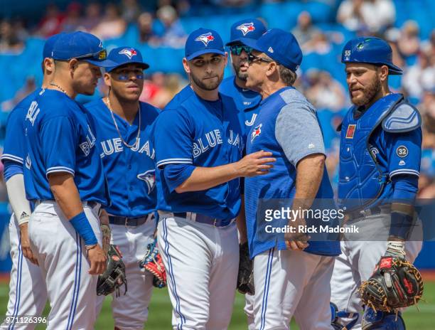 Toronto Blue Jays starting pitcher Marco Estrada gets pulled from the game by Manager John Gibbons. Toronto Blue Jays Vs Baltimore Orioles in MLB...
