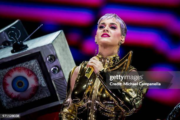 Katy Perry performs in concert during her "WITNESS: THE TOUR" tour at the Ericsson Globe Arena on June 10, 2018 in Stockholm, Sweden.