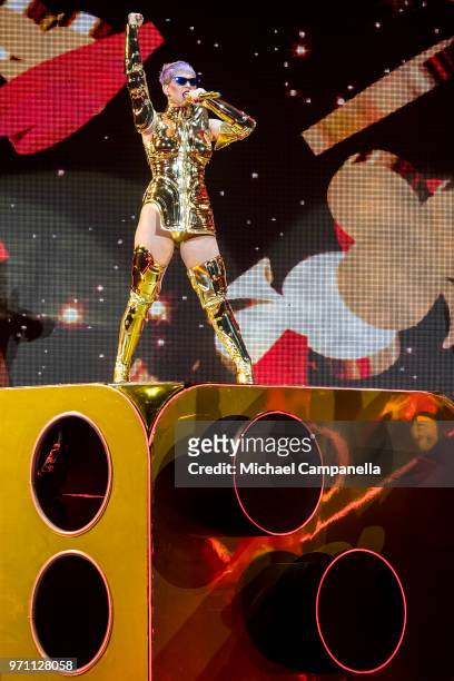 Katy Perry performs in concert during her "WITNESS: THE TOUR" tour at the Ericsson Globe Arena on June 10, 2018 in Stockholm, Sweden.