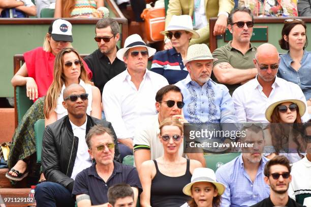 Back row, left to right: French actress Marion Cotillard with her French actor husband Guillaume Canet, plus French actor Jean Dujardin and his wife...