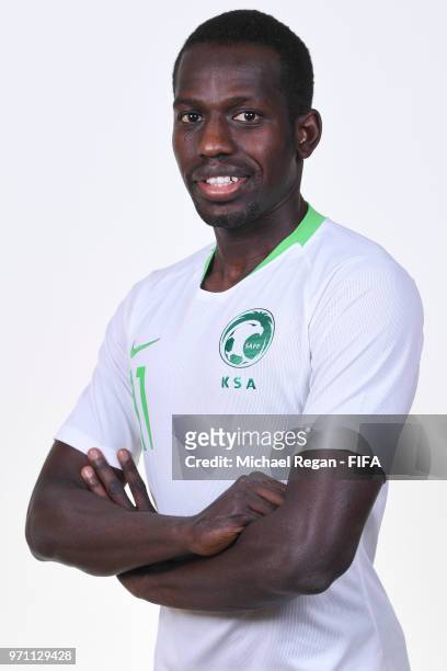 Abdulmalek Al Khaibri of Saudia Arabia poses during the official FIFA World Cup 2018 portrait session at on June 10, 2018 in Saint Petersburg, Russia.