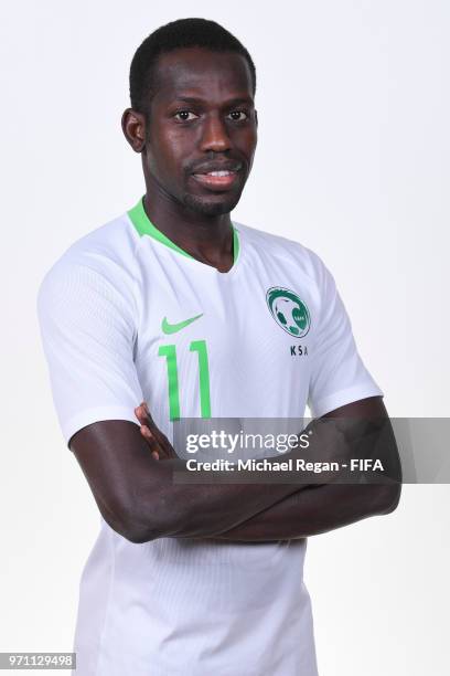 Abdulmalek Al Khaibri of Saudia Arabia poses during the official FIFA World Cup 2018 portrait session at on June 10, 2018 in Saint Petersburg, Russia.