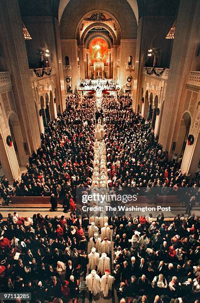The Processional during the ceremony at the Basilica of the National Shrine of the Immaculate Conception today for the installation of Archbishop...