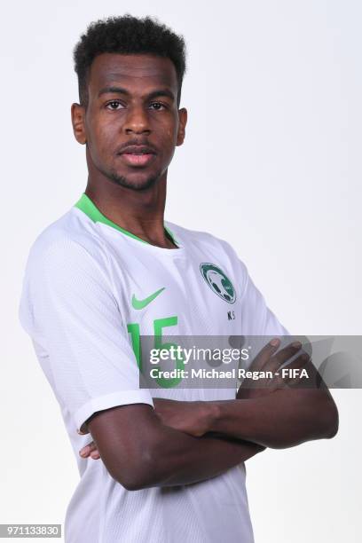 Abdullah Al Khaibari of Saudia Arabia poses during the official FIFA World Cup 2018 portrait session at on June 10, 2018 in Saint Petersburg, Russia.