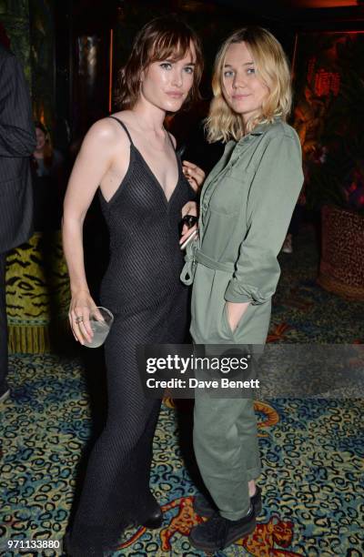 Julia Hobbs and Immy Waterhouse attend the GQ Style and Browns LFWM Party at Annabels on June 10, 2018 in London, England.