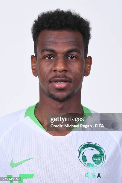 Abdullah Al Khaibari of Saudia Arabia poses during the official FIFA World Cup 2018 portrait session at on June 10, 2018 in Saint Petersburg, Russia.