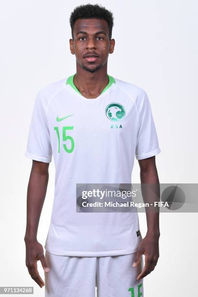 Abdullah Al Khaibari of Saudia Arabia poses during the official FIFA World Cup 2018 portrait session at on June 10, 2018 in Saint Petersburg, Russia.