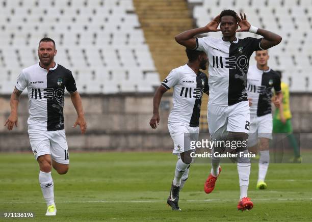 Farense forward Fabio Gomes from Portugal celebrates after scoring a goal during the Campeonato de Portugal Final match between CD Mafra and SC...