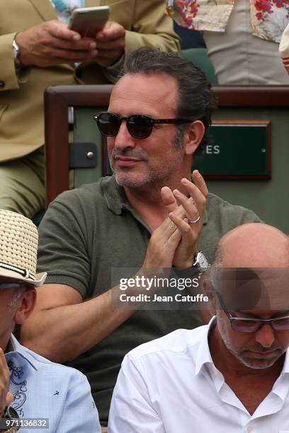 Jean Dujardin during the men's final on Day 15 of the 2018 French Open at Roland Garros stadium on June 10, 2018 in Paris, France.