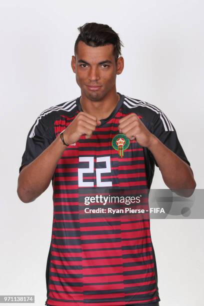 Ahmed Reda Tagnaouti of Morocco poses during the official FIFA World Cup 2018 portrait session on June 10, 2018 in Voronezh, Russia.