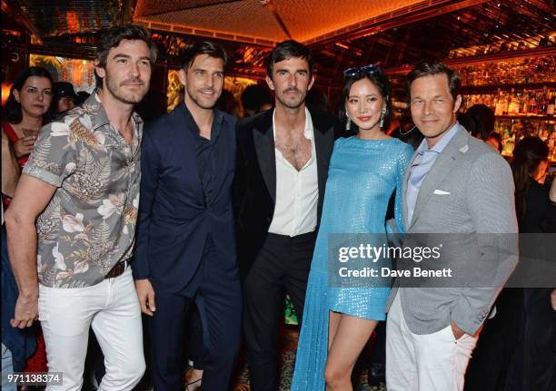 Robert Konjic, Johannes Huebl, Teo van den Broeke, Betty Bachz and Paul Sculfor attend the GQ Style and Browns LFWM Party at Annabels on June 10,...