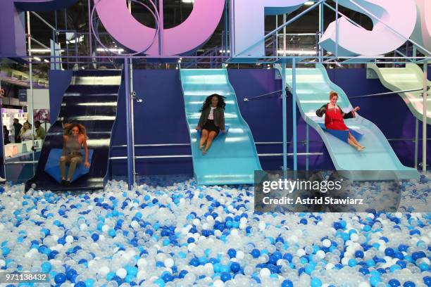 Vanessa Morgan, Candice Patton and Caity Lotz attend day 2 of POPSUGAR Play/Ground on June 10, 2018 in New York City.